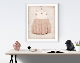 Vintage Baby Girl Pink Dress Vertical, Photo Print, Girls Nursery decor, French Decor Ballerina girls room prints, B