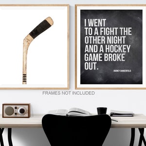 Rodney Dangerfield Quote, I went to a fight and a hockey game broke out, Bedroom Wall Art, Canvas or Unframed Print