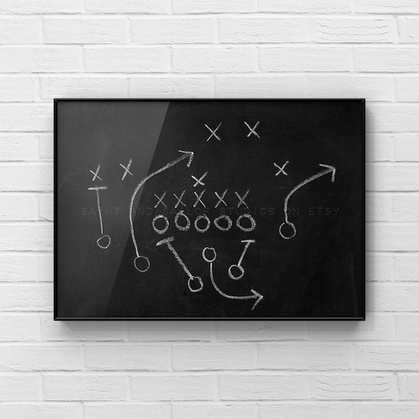 Chalkboard Football Play No. 3 Photo Print, Boys Room decor, Boys Nursery Ideas, Vintage Sports, Football prints,