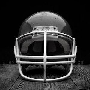 Vintage Black Football Helmet Facing on Classic Black Photo print, Boys Room decor, Boys Nursery Ideas, Sports art, Sport Prints, Man Cave
