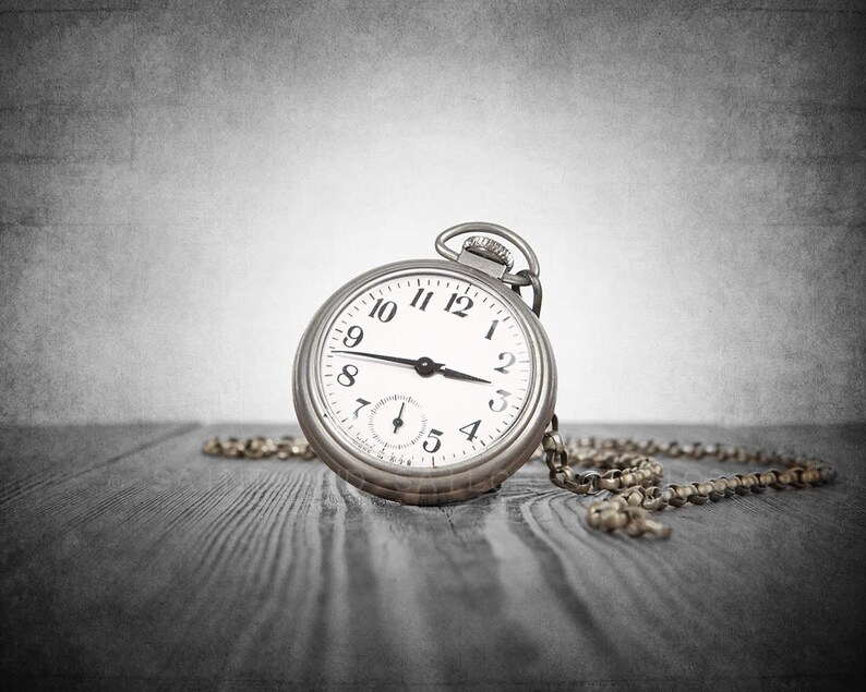 Vintage Pocket Watch Photo Print, Train Conductor Decor image 2