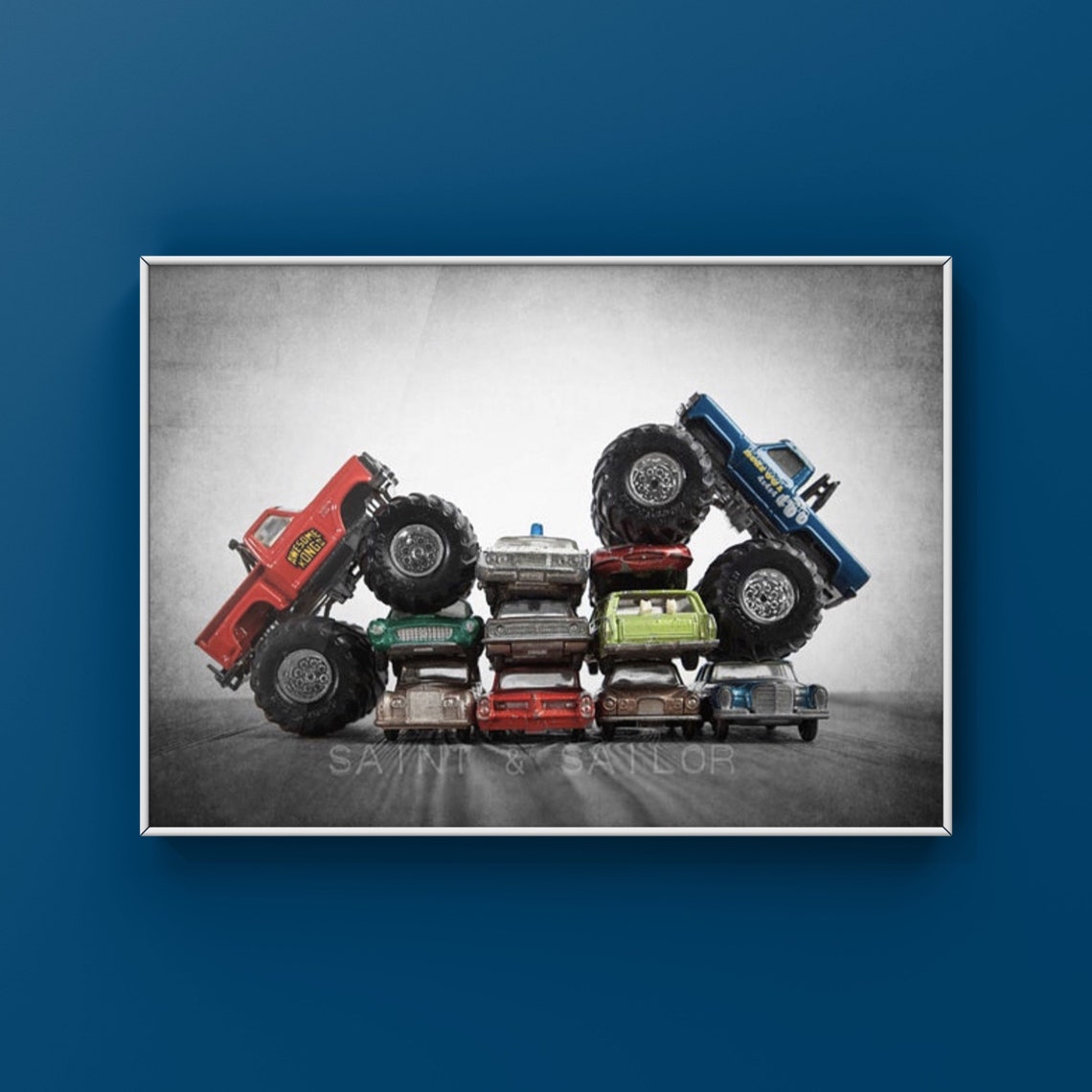 Monster Truck Wall Art photo prints set of 9 Nursery Decor Etsy