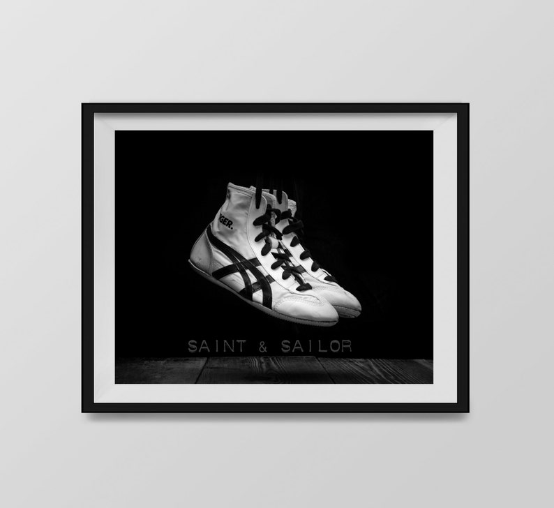 Vintage Wrestling Shoes on Black Photo Print Rustic Decor Etsy