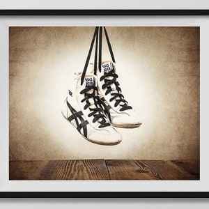 Vintage Wrestling Shoes Photo Print, Rustic Decor, Boys Room, Sports Theme room image 2