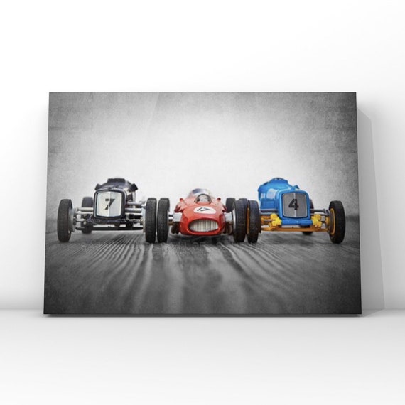 Vintage Toy Race Cars 3 Cars Lined Up Photo Print Boys Room Etsy