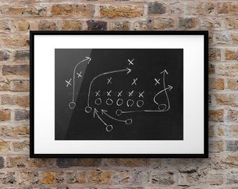 Vintage Chalkboard Football Play Print, Boys Nursery Decor