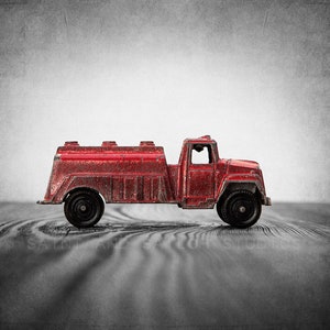 Firetruck Wall art set, Vintage Fireman Watering Truck and Fire Engine on Wood Set of Two Photo Prints, Boys Room decor, Boys Nursery Art image 8