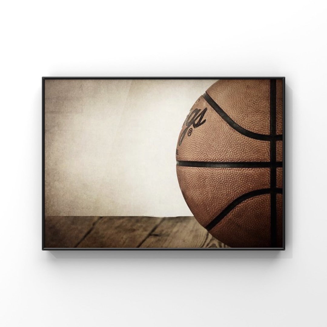 Vintage Basketball Wall Art, Half View Photo Print, Decorating Ideas