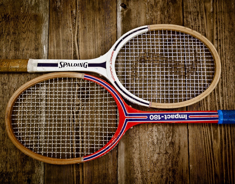 Vintage Tennis Rackets on wood Photo Print, Boys Room decor, Boys Nursery Ideas, Sports art, Sport Prints, Man Cave image 1