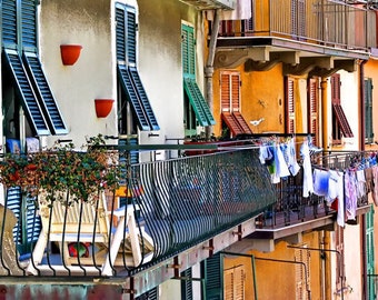 Cinque Terre Italian Veranda Photo  Art Print, Wall Art for Home decor, 12 Sizes Available from Prints to Mounted Canvas
