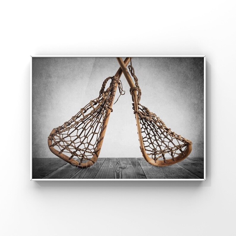 Vintage Lacrosse Sticks Photo Print, Sports Wall Art zdjęcie 4