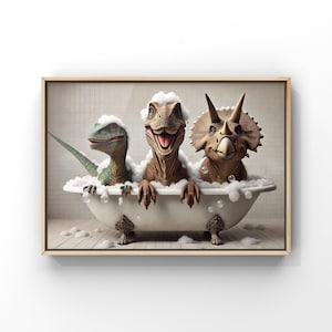 Dinosaur Bathroom Art: Funny Dino Print or Canvas
