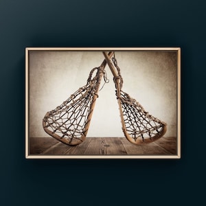 Vintage Lacrosse Sticks Photo Print, Sports Wall Art zdjęcie 1