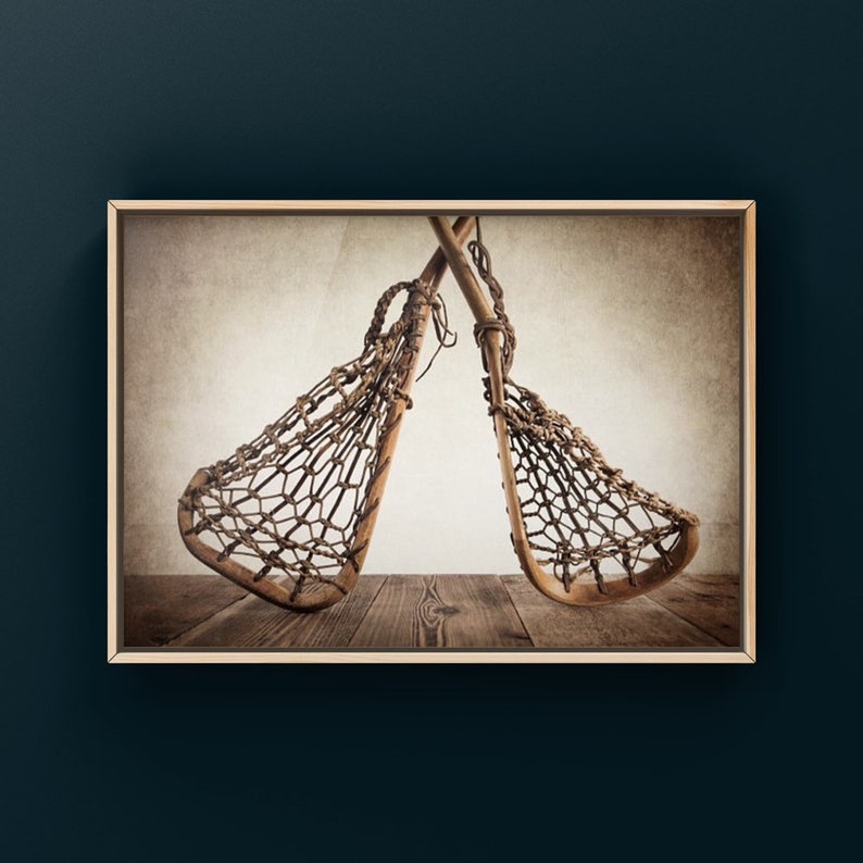Vintage Lacrosse Sticks Photo Print, Sports Wall Art zdjęcie 1