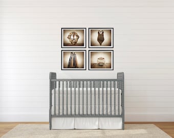 Vintage Baseball Photo Prints, Set of 4, Nursery Wall Art