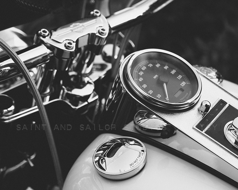 Harley Gas Tank and Speedometer Closeup Black and Whtie Etsy