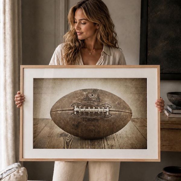 Vintage Football Photo Print, Boys Room Sports Decor