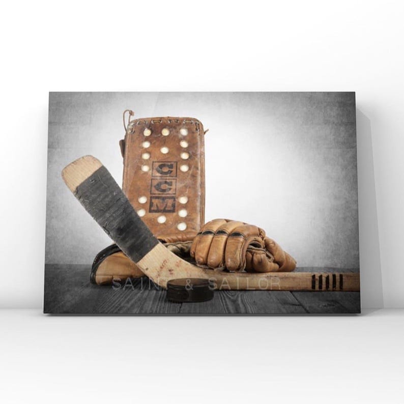 Vintage Hockey Gear Art Print, Boys Room Decor image 2