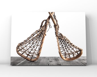 Vintage Lacrosse Sticks Upside Down  Photo Print,   Available in Black, Vintage Brown or White background, Vintage LAX,  Lacrosse Art