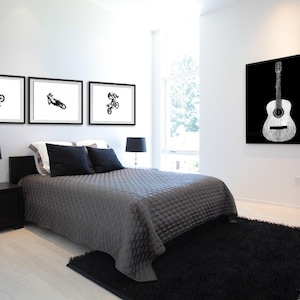 Motocross Wall Art Set of 3 Freestyle Motorcross Jumpers in Black and White Fine Art Photo Prints, Motorcycle room decor