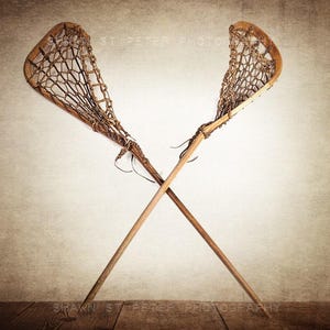 Vintage Lacrosse Sticks Crossed Photo Print, Lacrosse Prints, Wall Decor, Wall Art,  Sports Decor, Vintage LAX,  Lacrosse decor