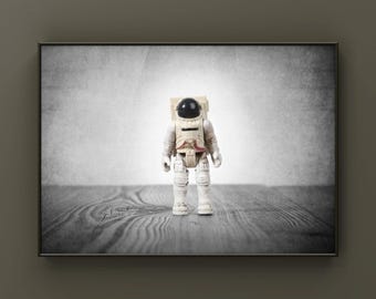 Astronaut Man Print, Vintage Space Art (Photo or Canvas)
