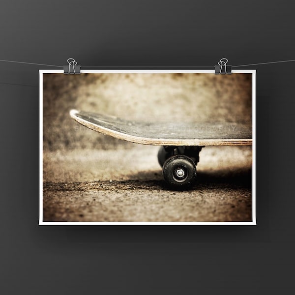 Vintage Skateboard Photo Print, Skate Deck Wall Art