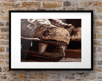 Vintage Bauer Hockey Skates angle one Photo print, Boys Room decor, Boys Nursery Ideas, Sports art, Sport Prints, Man Cave