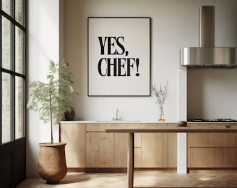 OUI CHEF, Toile ou impression non encadrée, cadeau de pendaison de crémaillère, décor de cuisine, citations télévisées