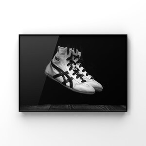 Vintage Wrestling Shoes on Black Photo Print, Rustic Decor, Boys Room, Sports Theme room afbeelding 7