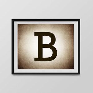 Letter B in 4 color choices, Monogramed Photo Print or Canvas kids Wall art