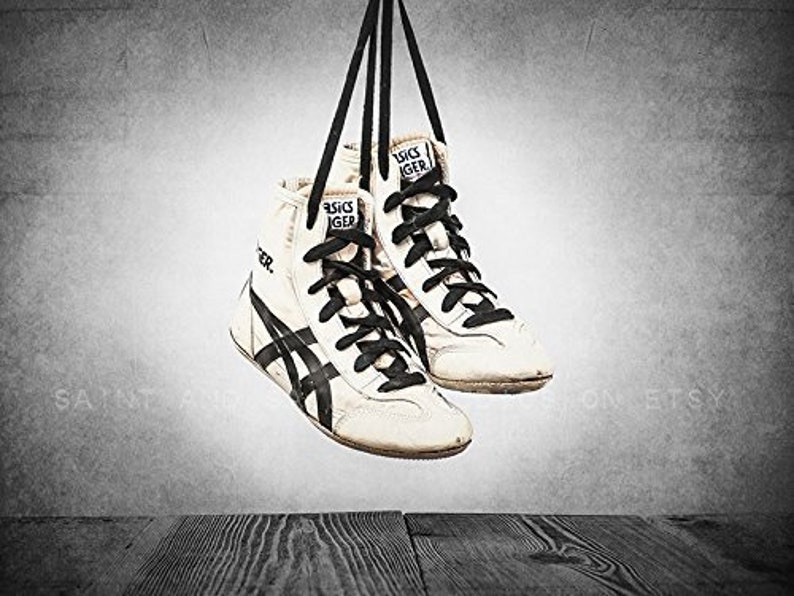 Vintage Wrestling Shoes Photo Print, Rustic Decor, Boys Room, Sports Theme room image 4