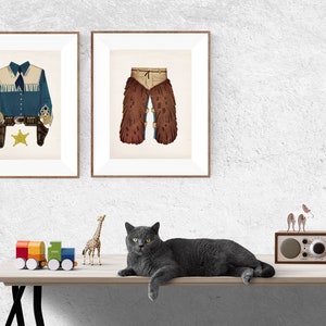 Western Decor Cowboy Themed Set of Two Prints, Boys Room, Decorating Ideas, Boys Nursery Prints, Vintage Art image 4