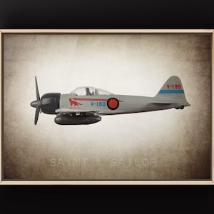 WWII Japanese Zero Fighter Airplane Photo Print, Boys Room Nursery Decor Bild 1
