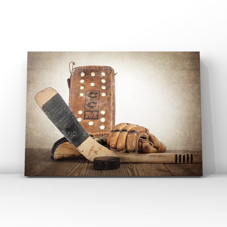 Vintage Hockey Gear Art Print, Boys Room Decor image 3