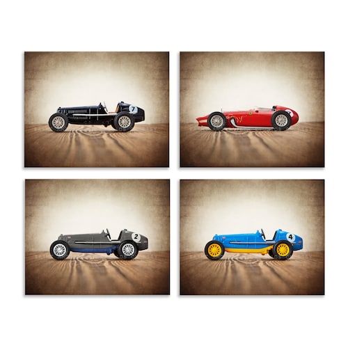Set of Four Vintage Race Cars Prints Boys Room Decor Race - Etsy