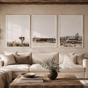 Desert Joshua Tree Prints Set of three, Mid-Century Modern Wall Art