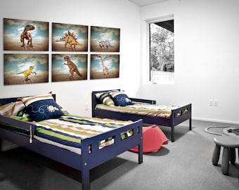 Dinosaur Canvas Art, Set of 6, Boys Room Decor