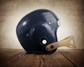 Vintage Navy Blue Old Style Football Helmet Side View Photo print, Boys Room decor, Boys Nursery Ideas, Sports art, Sport Prints, Man Cave