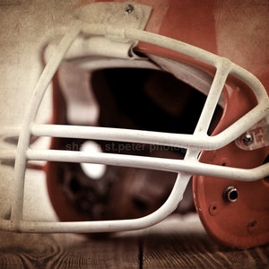 Vintage Football Helmet  Orange Photo Print, Decorating Ideas, Wall Decor, Wall Art,  Kids Room, Nursery Ideas, Gift Ideas,