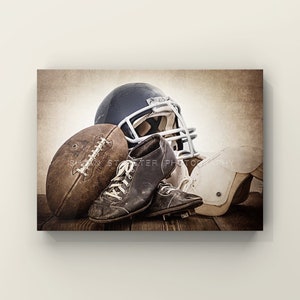 Vintage Football Gear Navy Blue Helmet Photo Print, Wall Decor, Wall Art, Kids Room, Rustic Decor, Vintage Sports, Man Cave, image 8