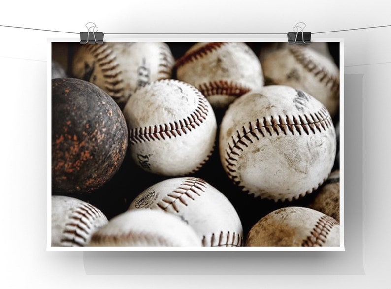 Vintage Baseball Print, Baseball pile-Baseball wall art-Baseball Gifts-Vintage Spirts decor image 6