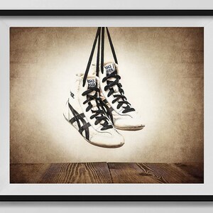 Vintage Wrestling Shoes Photo Print, Rustic Decor, Boys Room, Sports Theme room image 3