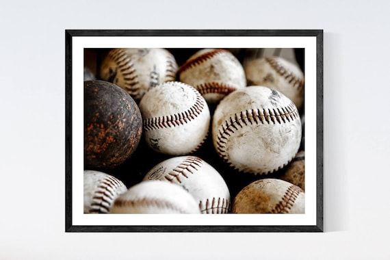 Vintage Baseball Print, Baseball pile-Baseball wall art-Baseball Gifts-Vintage Spirts decor