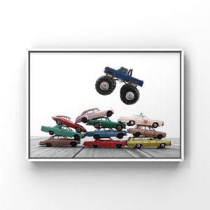 Monster Truck Car Jump Photo Print, Wall Decor, Playroom decor, Kids Room, Nursery Ideas, Gift Ideas