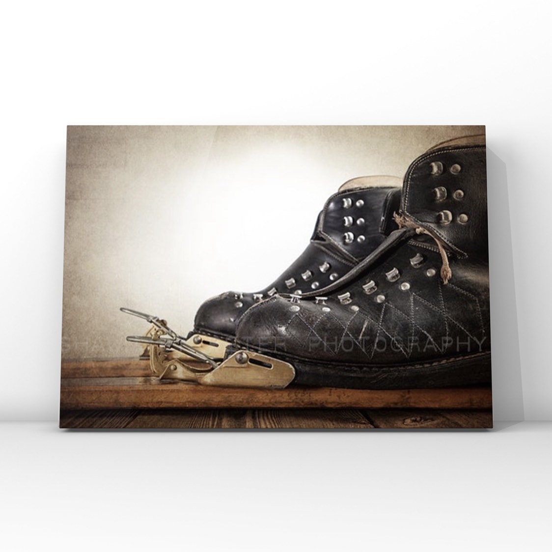 Vintage Ski Boots in Skis Photo Print Wall Decor Wall Art | Etsy