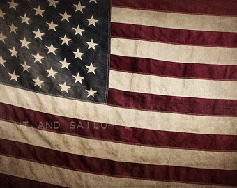 Vintage American Flag , Photo Print, Boys Room decor, Boys Nursery Prints, Wall Art