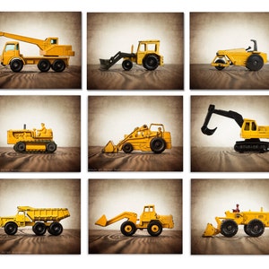 Tractor Boys Room Wall Art set of 9 Photo prints,  Digger Prints,  Construction Prints, Big Boy Room Decor, Transportation Decor