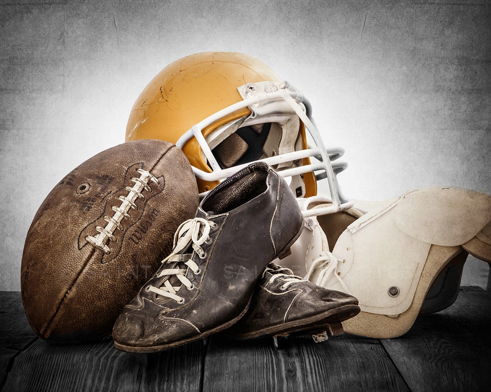 Vintage Football Gear Yellow Photo Print Decorating Ideas Etsy