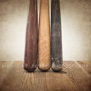 Three Vintage Baseball Bats on Wood One Photo Print ,Decorating Ideas, Wall Decor, Wall Art,  Kids Room, Nursery Ideas, Gift Ideas,
